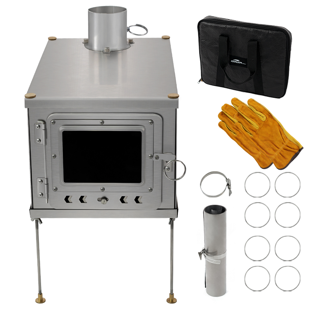 Titanium Folding Wood Stove Tent - เตาเผาไม้ไทเทเนียมแบบพับได้ น้ำหนักเบา กะทัดรัด ทนทาน พกพาสะดวก เหมาะสำหรับการตั้งแคมป์