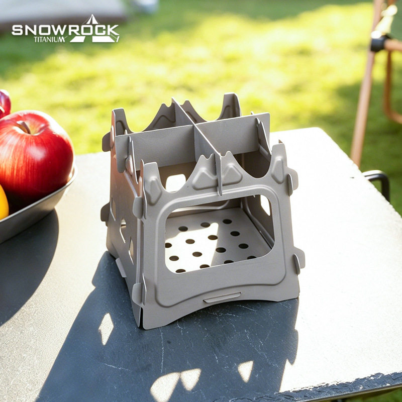 Ultralight Titanium Wood Stove Backpack - เตาไม้พับได้ทำจากไทเทเนียมอัลลอยด์ เเตาพกพาน้ำหนักเบาพิเศษสำหรับตั้งแคมป์ เตากลางแจ้งสำหรับปิกนิก เดินป่า แบ็คแพ็ค เเตาขนาดเล็กสำหรับทำอาหารและบาร์บีคิว