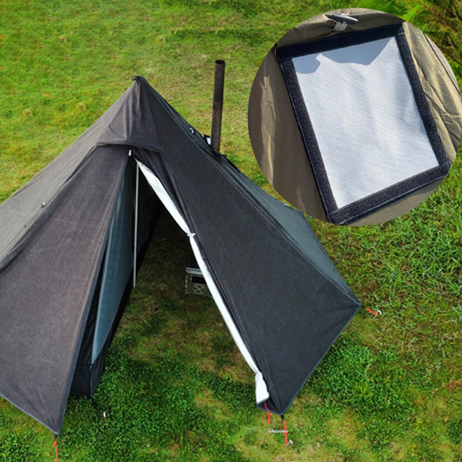 Fireproof Stove Jack Tent Silicone - แผ่นกันความร้อนสำหรับปล่องเตาเต็นท์กันไฟ ทำจากซิลิโคนและไฟเบอร์กลาส สำหรับการตั้งแคมป์และทำอาหารกลางแจ้ง