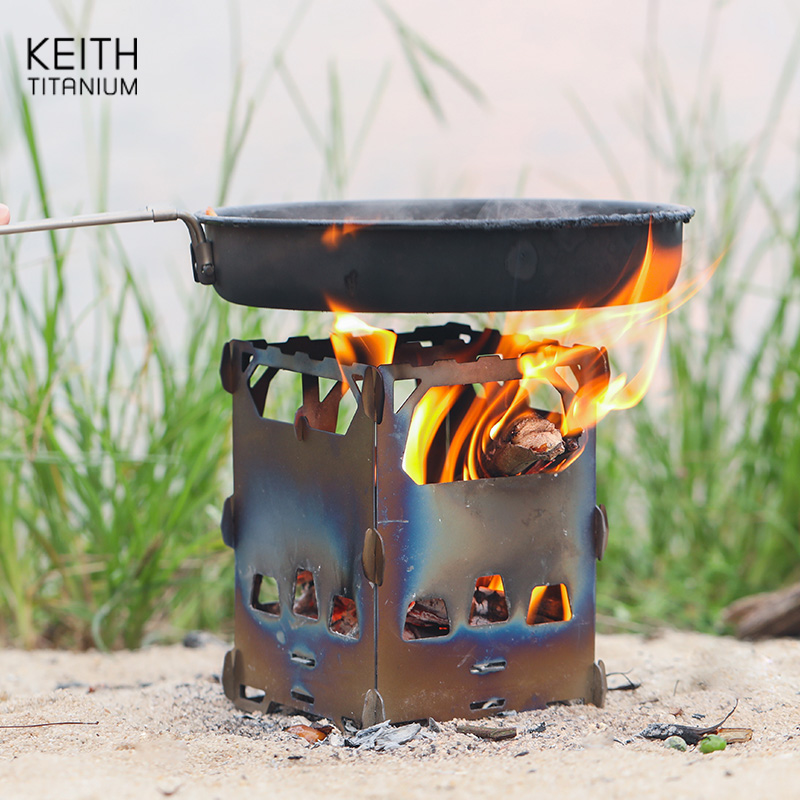 Ultralight Titanium Wood Stove Backpack - เตาไม้ขนาดเล็ก KEITH Pure Titanium แบบพับได้ ขนาดกะทัดรัด