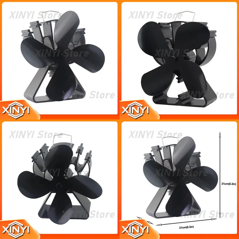 Stove Fan Heat Powered 4 Blade - พัดลมติดเตาผิง 4 ใบพัด แบบประหยัดพลังงาน เงียบ สำหรับให้ความร้อนในบ้าน