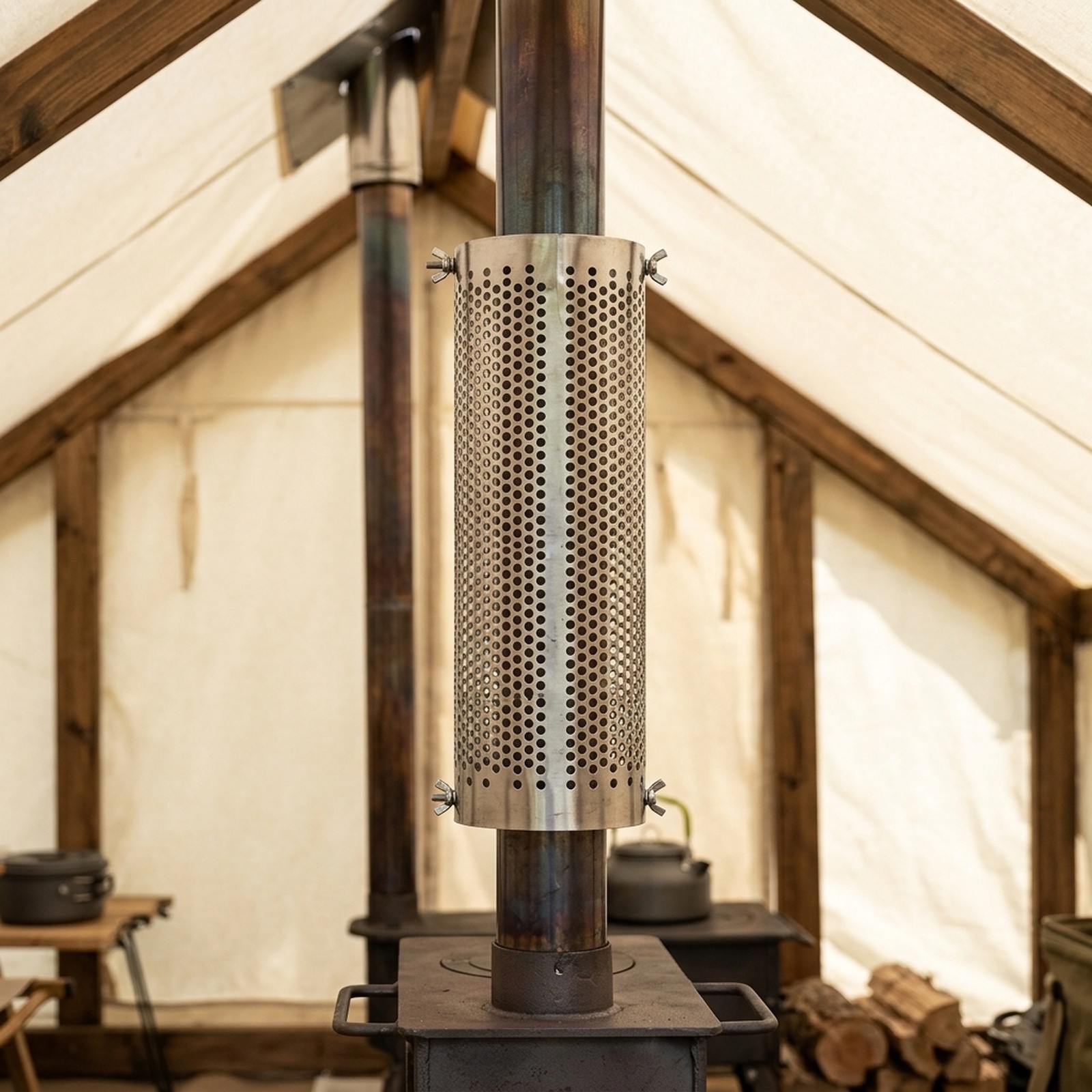 Hot Tent Wood Stove With Chimney Pipe - ท่อปล่องเตาสำหรับเต็นท์แคมป์ปิ้ง สแตนเลส ขนาดเส้นผ่านศูนย์กลาง 10 ซม. ยาว