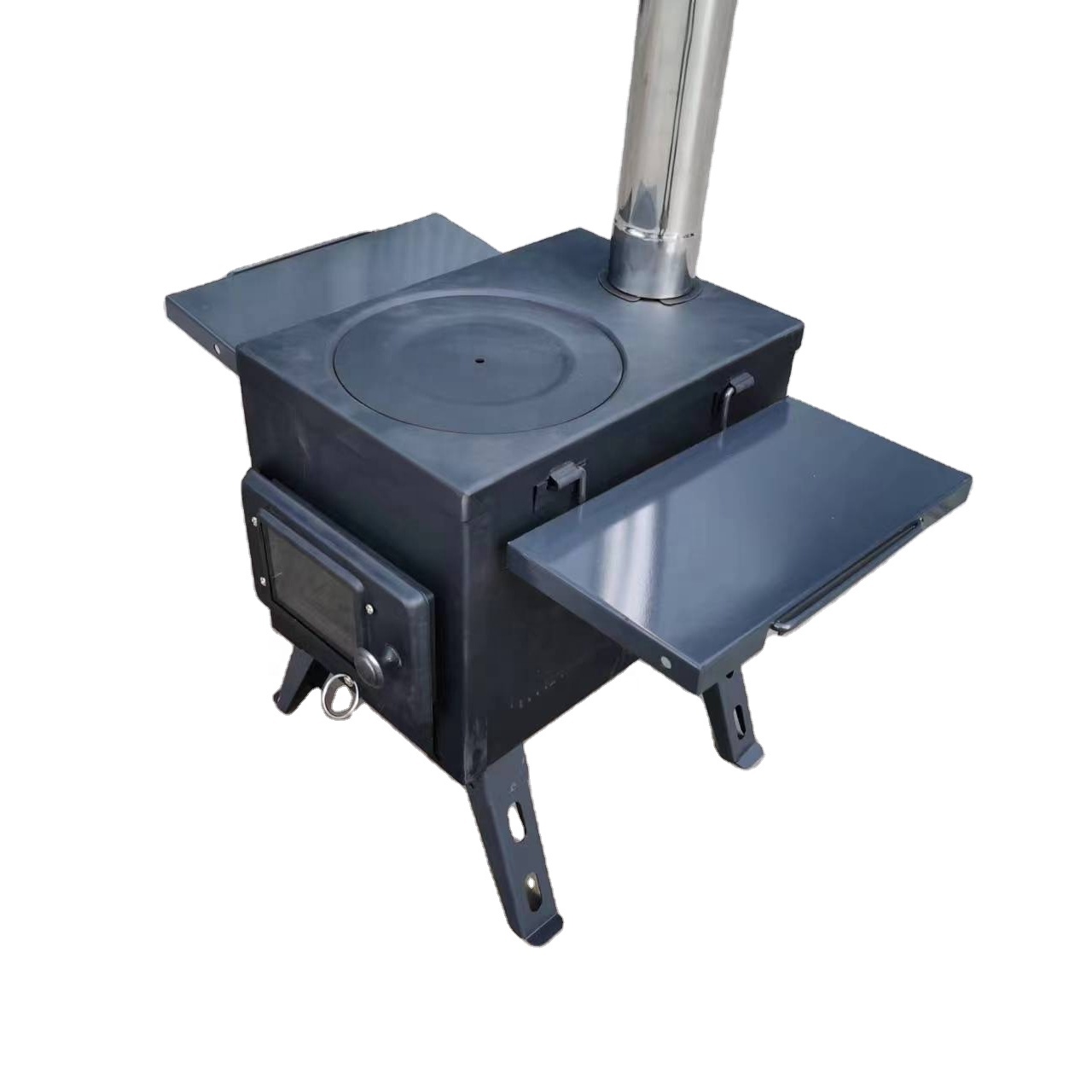 Titanium Folding Wood Stove Tent - เตาแคมป์ปิ้งไม้แบบพกพาขนาดกะทัดรัด เตาไม้พับได้สำหรับเต็นท์กลางแจ้ง พร้อมที่เป่าลม เตาไทเทเนียมสำหรับปิกนิก น้ำหนักเบาพิเศษ