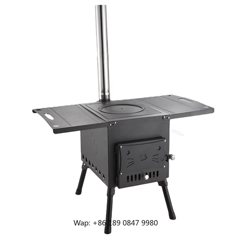 Hot Tent Wood Stove With Chimney Pipe - 【สินค้ายอดนิยม】เตาเผาไม้แบบพกพาพร้อมท่อปล่องควัน เตาเผาไม้กลางแจ้งแบบพับได้ เตาเต็นท์เหล็กหล่อสำหรับให้ความร้อน
