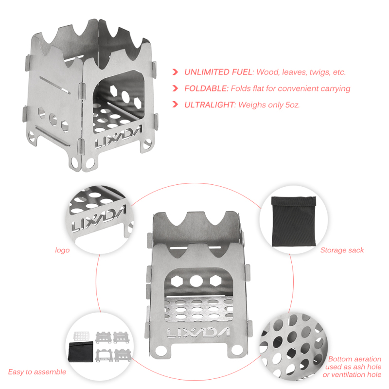 Lixada เตาสแตนเลสพกพาสะดวก, เต - Titanium Folding Wood Stove Tent บทวิจารณ์และราคา