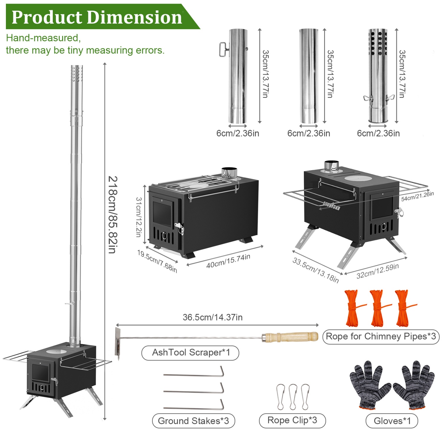 เตาไม้แบบพกพา 2 in 1 ทำจากสแตน - Hot Tent Wood Stove With Chimney Pipe บทวิจารณ์และราคา