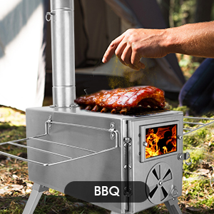 เตาไม้สำหรับตั้งแคมป์ เตาไม้สแ - Hot Tent Wood Stove With Chimney Pipe บทวิจารณ์และราคา