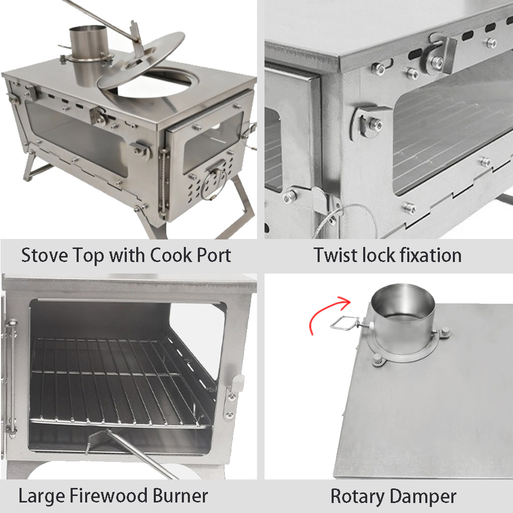 เตาแคมป์ปิ้งพับได้ DANCHEL S2  - Hot Tent Wood Stove With Chimney Pipe บทวิจารณ์และราคา