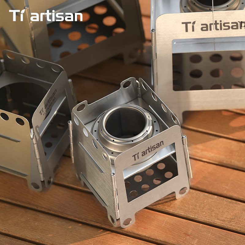 เตาแคมป์ปิ้งไทเทเนียม Tiartisa - Ultralight Titanium Wood Stove Backpack บทวิจารณ์และราคา