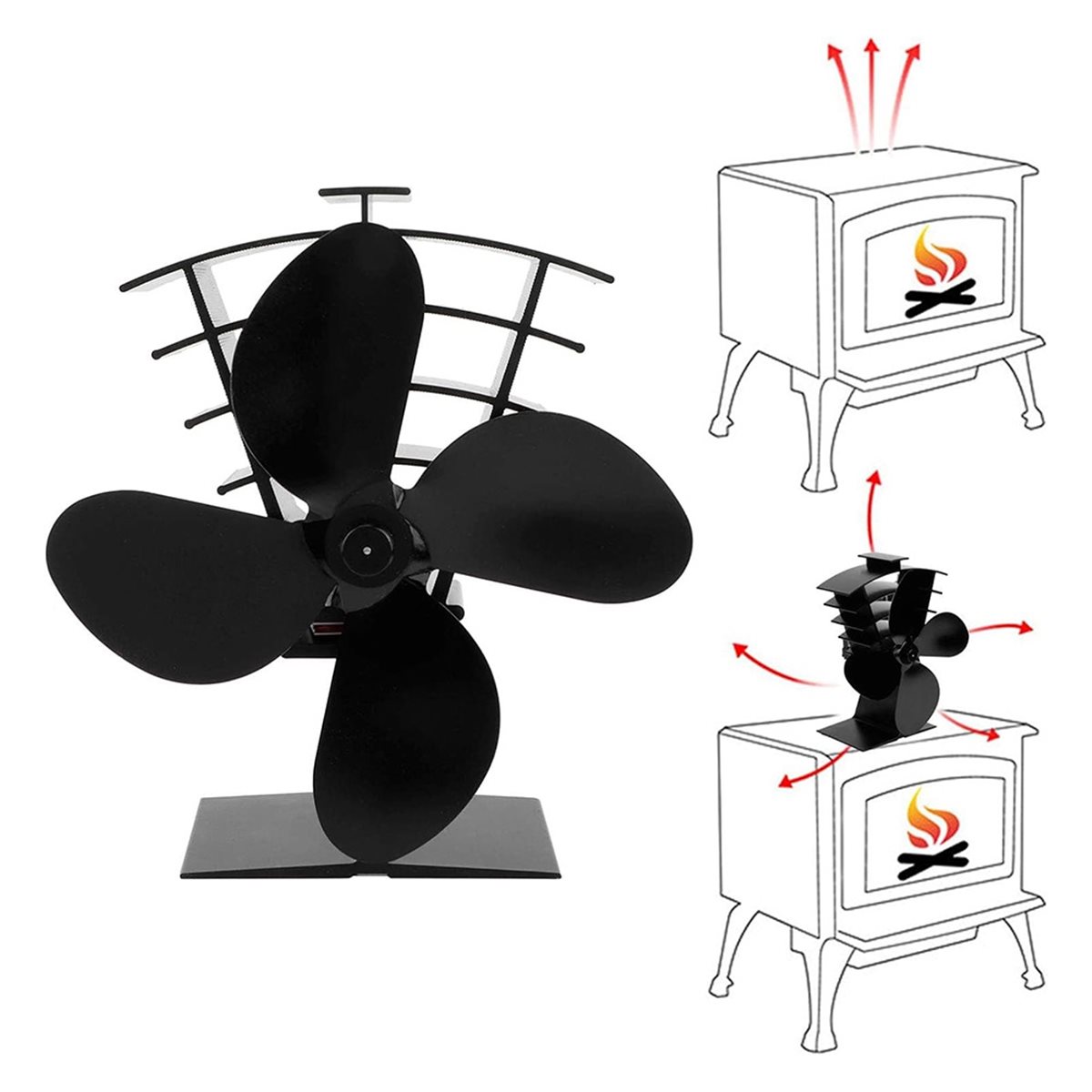 พัดลมเตาไม้ อลูมิเนียม ทนต่ออุ - Stove Fan Heat Powered 4 Blade บทวิจารณ์และราคา