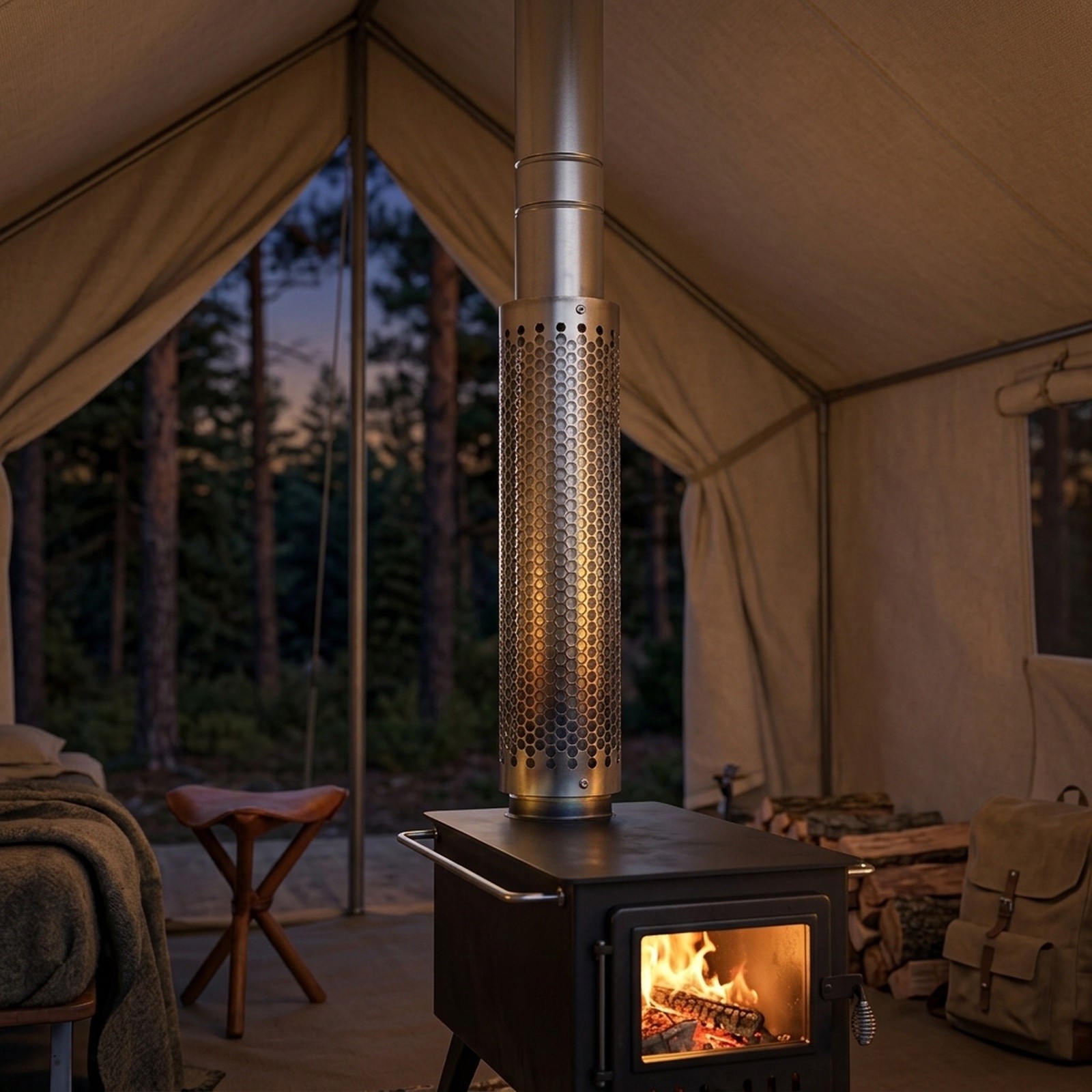 ท่อปล่องไฟแคมป์ปิ้งสแตนเลส ขนา - Hot Tent Wood Stove With Chimney Pipe บทวิจารณ์และราคา
