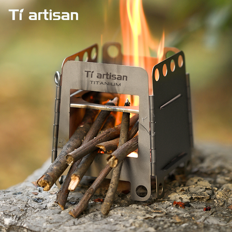เตาแคมป์ปิ้งไทเทเนียม Tiartisa - Ultralight Titanium Wood Stove Backpack บทวิจารณ์และราคา