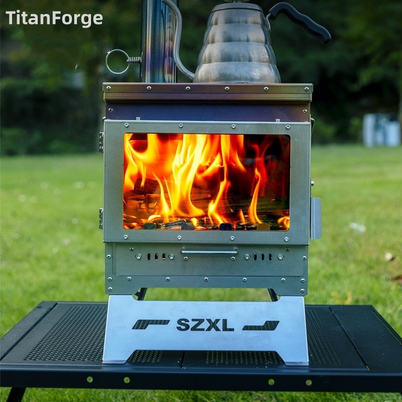 สแตนเลสสตีลเตาผิงไร้ควันรองเตา - Titanium Wood Stove Glass Window บทวิจารณ์และราคา