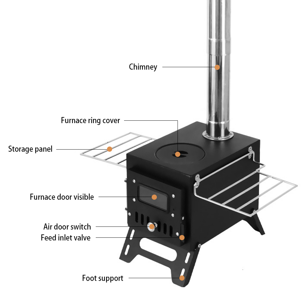 เตาเผาไม้สำหรับตั้งแคมป์กลางแจ - Titanium Wood Stove Glass Window บทวิจารณ์และราคา