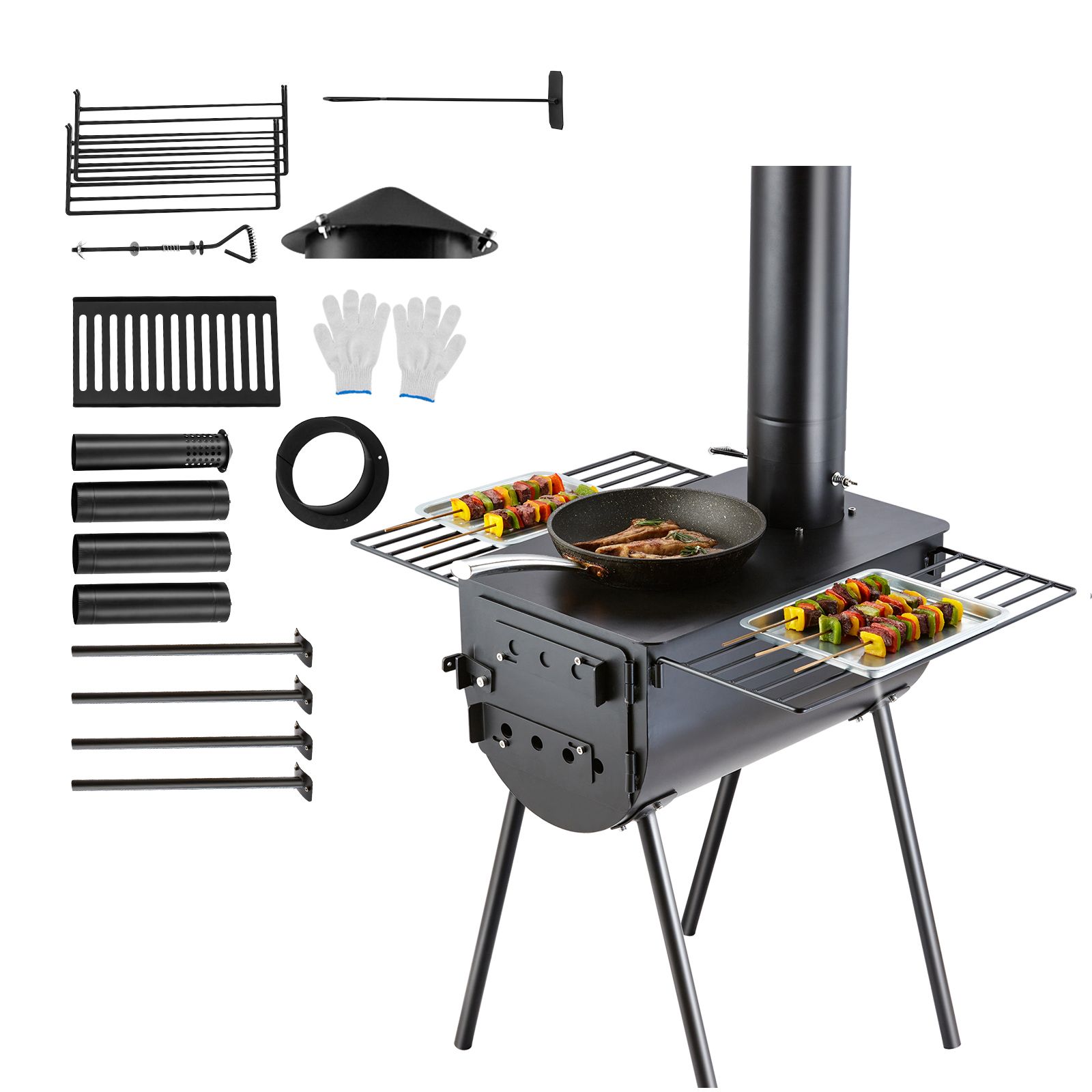 เตาไม้ขนาด 118 นิ้ว, เตาเต็นท์ - Hot Tent Wood Stove With Chimney Pipe บทวิจารณ์และราคา