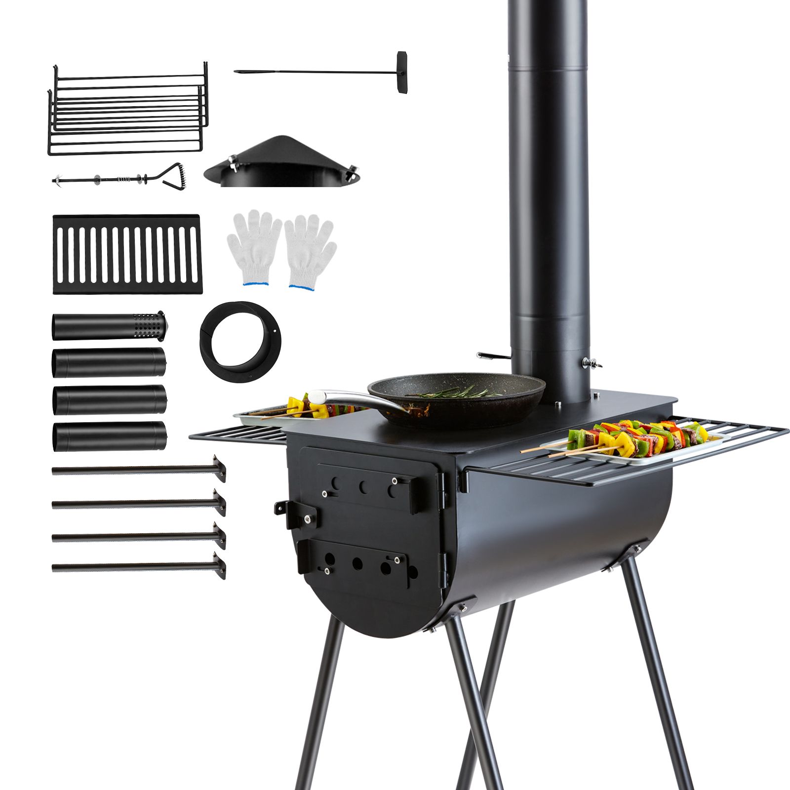 เตาไม้ขนาด 118 นิ้ว, เตาเต็นท์ - Hot Tent Wood Stove With Chimney Pipe บทวิจารณ์และราคา