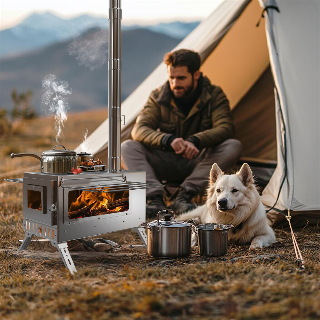 เตาสำหรับเต็นท์แบบใช้ฟืน, เตาแ - Hot Tent Wood Stove With Chimney Pipe บทวิจารณ์และราคา