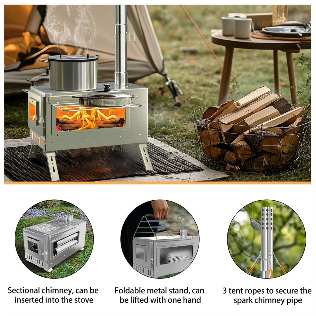 เตาสำหรับเต็นท์แบบใช้ฟืน, เตาแ - Hot Tent Wood Stove With Chimney Pipe บทวิจารณ์และราคา