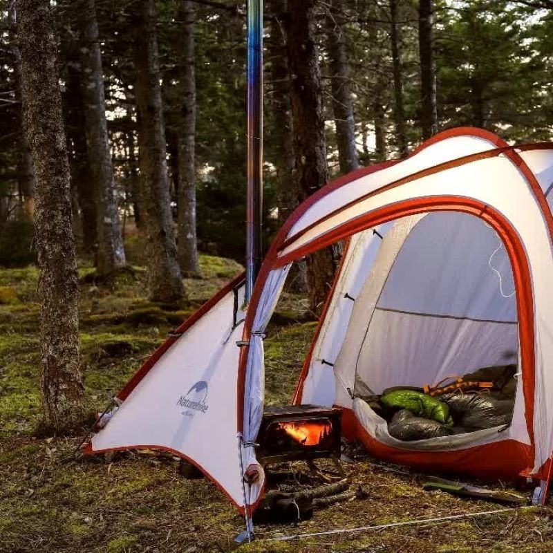 ท่อเตาเต็นท์ไทเทเนียมท่อเตาไม้ - Hot Tent Wood Stove With Chimney Pipe บทวิจารณ์และราคา