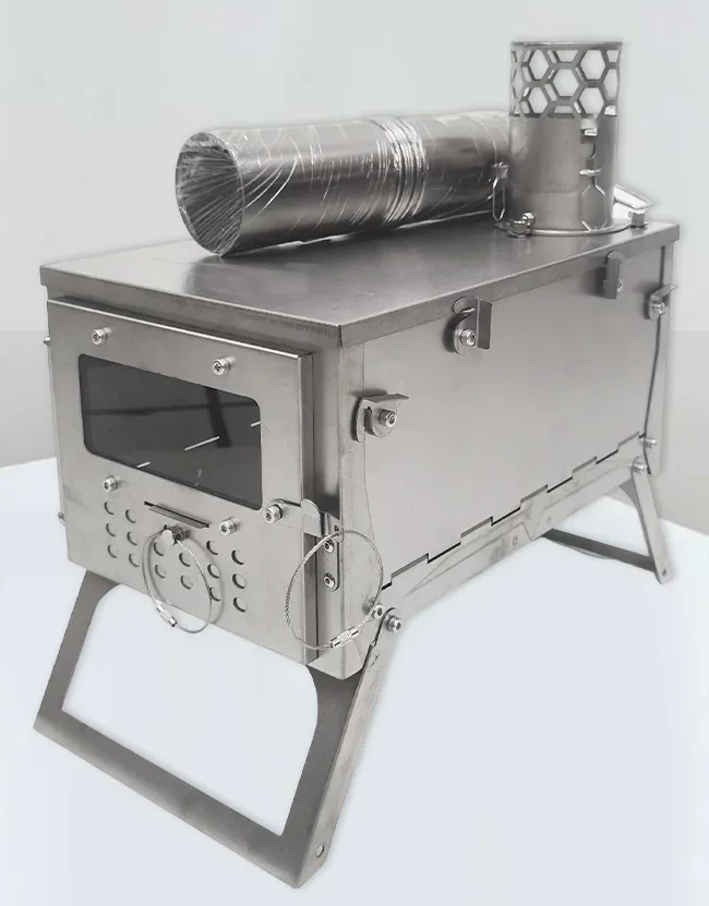 เตาเผาไม้ไทเทเนียมแบบพกพา พับไ - Hot Tent Wood Stove With Chimney Pipe บทวิจารณ์และราคา