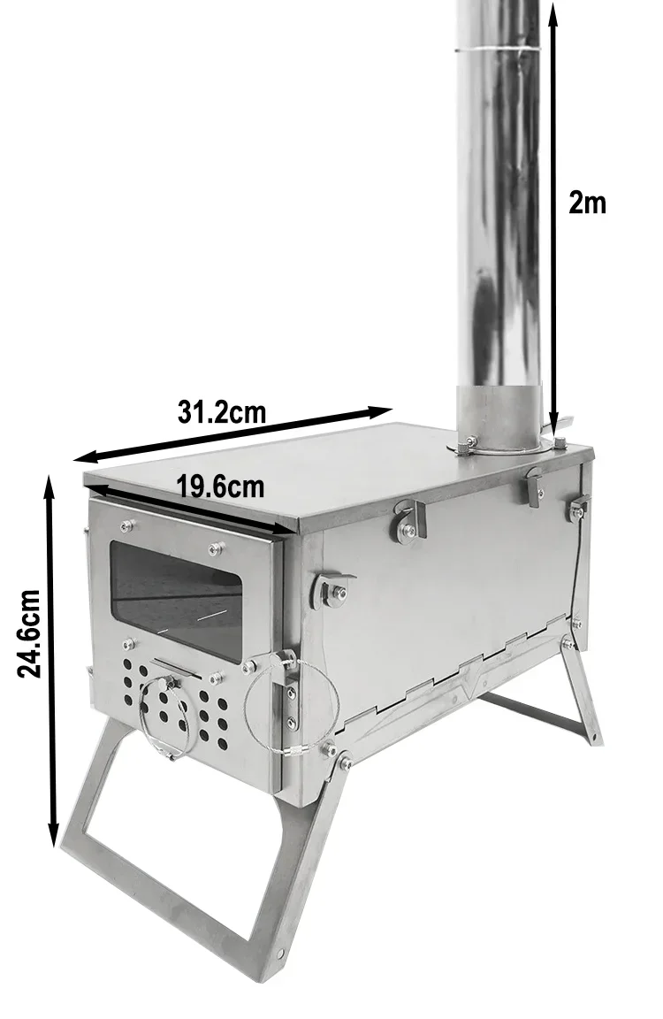 เตาเผาไม้ไทเทเนียมแบบพกพา พับไ - Hot Tent Wood Stove With Chimney Pipe บทวิจารณ์และราคา