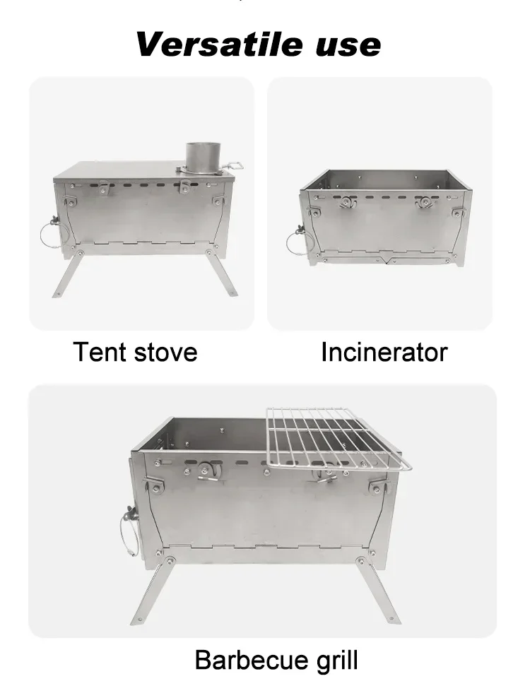 เตาเผาไม้ไทเทเนียมแบบพกพา พับไ - Hot Tent Wood Stove With Chimney Pipe บทวิจารณ์และราคา