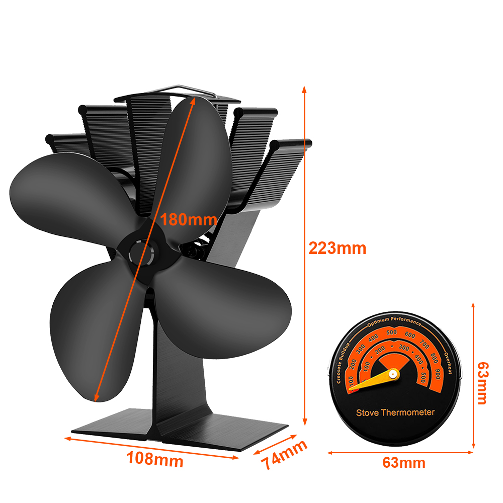พัดลมเตาความร้อน4ใบมีดพัดลมเตา - Stove Fan Heat Powered 4 Blade บทวิจารณ์และราคา