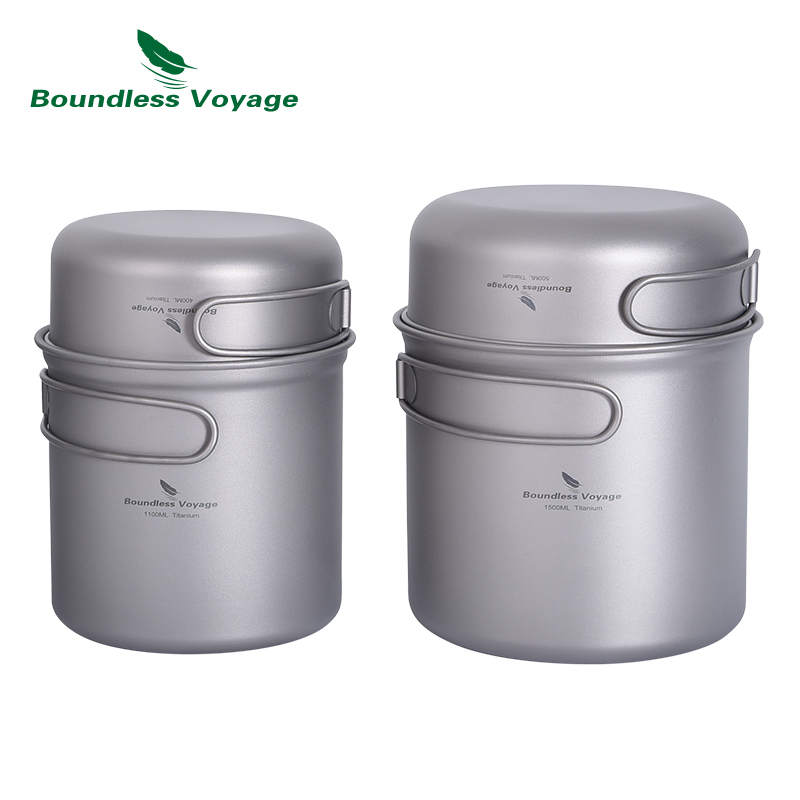 Boundless Voyage ตั้งแคมป์ไทเท - Titanium Cooking Pot Pan Mess Kit บทวิจารณ์และราคา