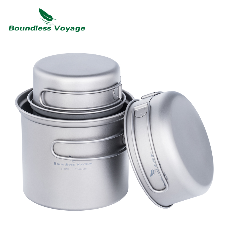 ชุดหม้อกระทะไทเทเนียมสำหรับตั้ - Titanium Cooking Pot Pan Mess Kit บทวิจารณ์และราคา