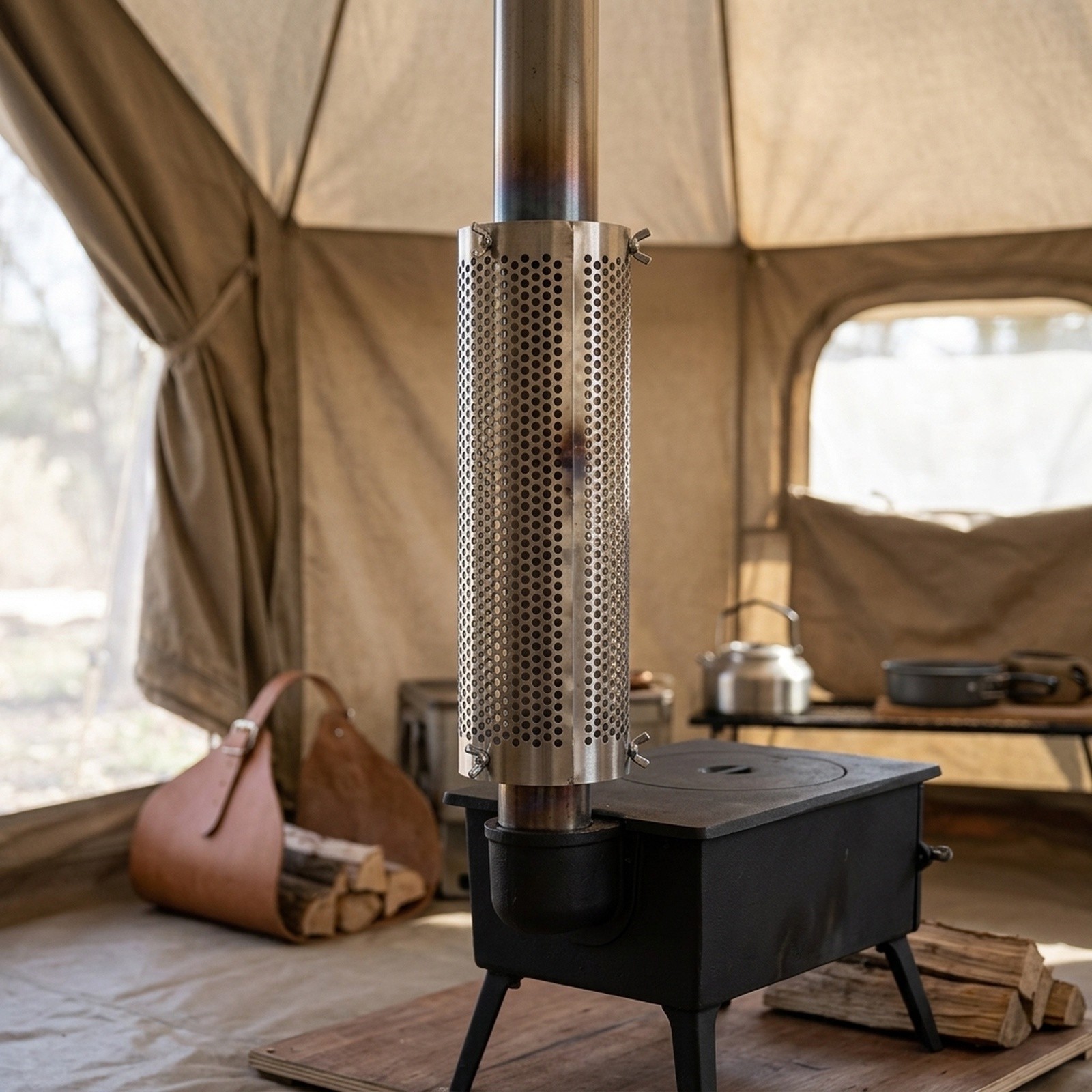 ท่อปล่องเตาสำหรับเต็นท์แคมป์ปิ - Hot Tent Wood Stove With Chimney Pipe บทวิจารณ์และราคา
