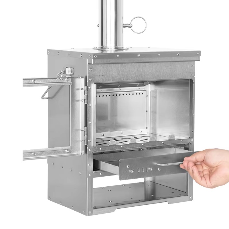 เตาเผาไม้แบบพกพาสำหรับตั้งแคมป - Titanium Wood Stove Glass Window บทวิจารณ์และราคา