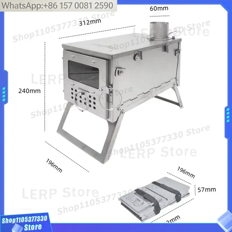 เตาเผาไม้สแตนเลสแบบพกพาพับได้พ - Hot Tent Wood Stove With Chimney Pipe บทวิจารณ์และราคา
