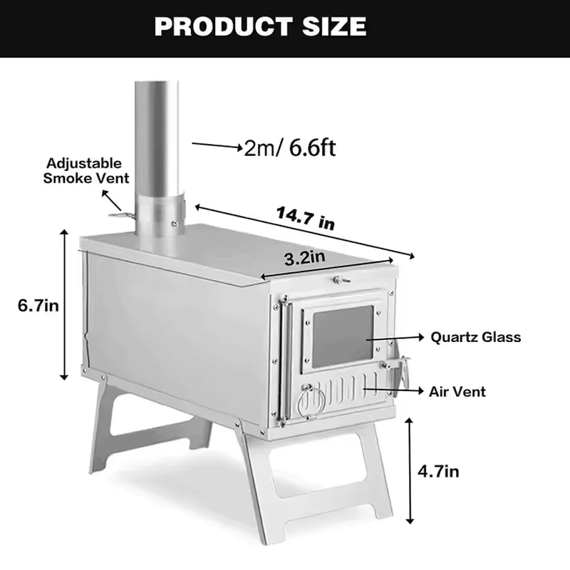 เตาเต็นท์ไทเทเนียมแบบพกพา ชุดอ - Titanium Folding Wood Stove Tent บทวิจารณ์และราคา