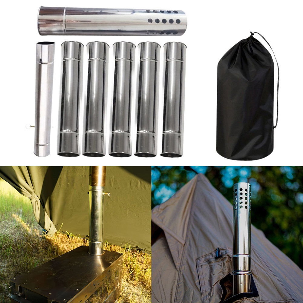 /ชุดท่อปล่องไฟเตาไม้ 7 ชิ้น สแ - Hot Tent Wood Stove With Chimney Pipe บทวิจารณ์และราคา
