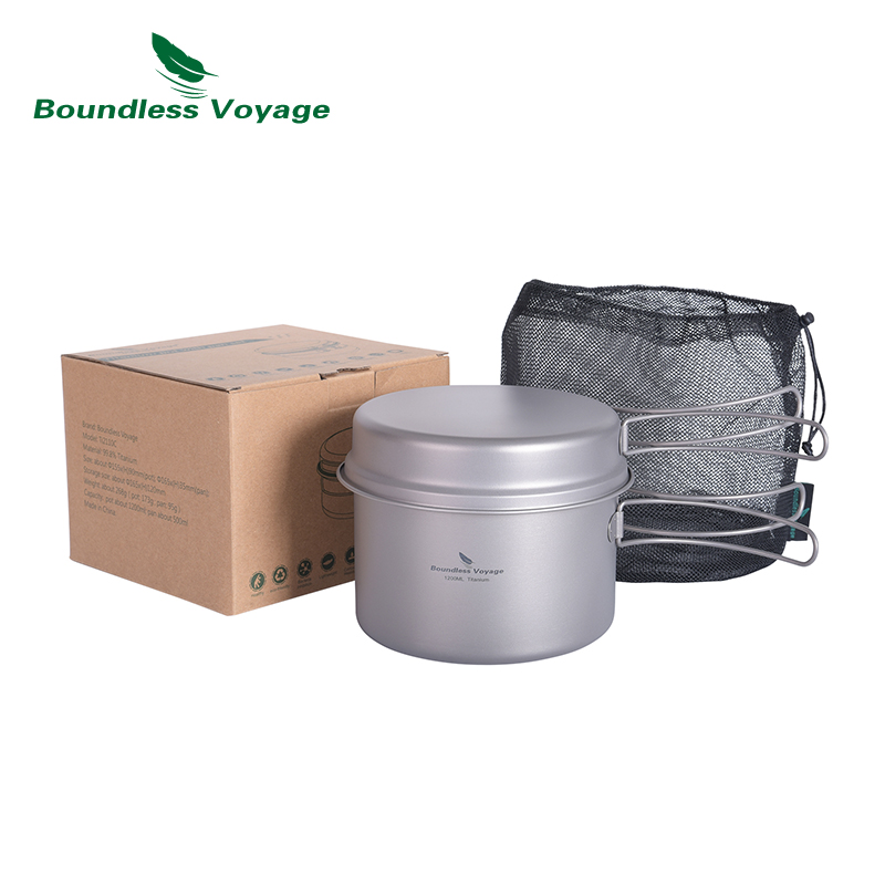 Boundless Voyage หม้อไทเทเนียม - Titanium Cooking Pot Pan Mess Kit บทวิจารณ์และราคา