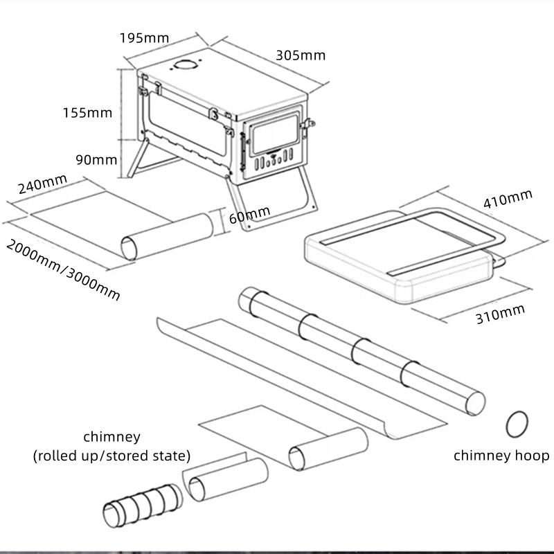 เตาพับได้สำหรับเต็นท์กลางแจ้ง  - Titanium Folding Wood Stove Tent บทวิจารณ์และราคา