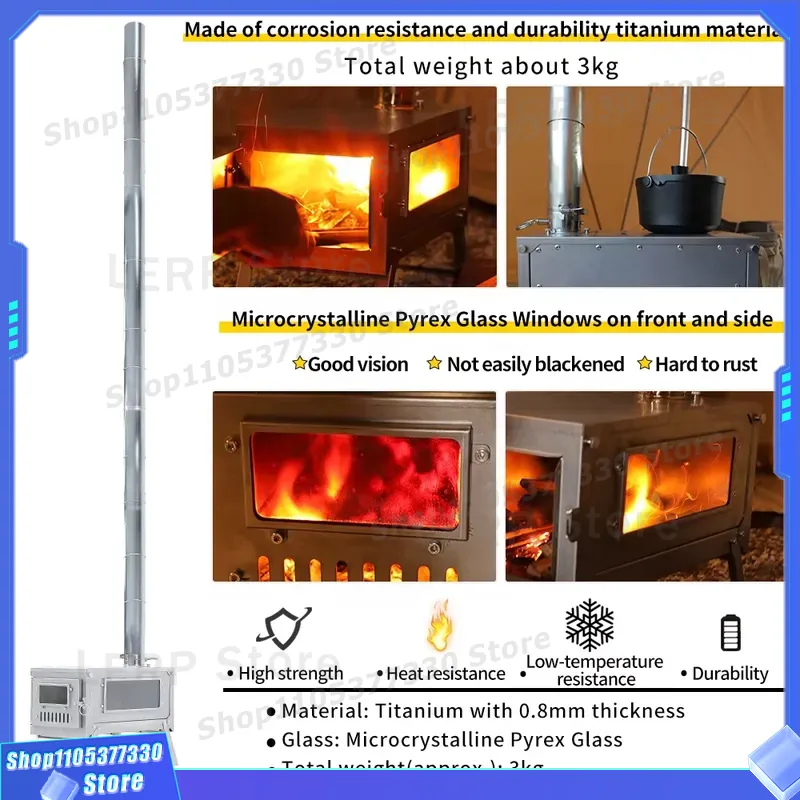 เตาไม้ไทเทเนียมแบบพกพา น้ำหนัก - Ultralight Titanium Wood Stove Backpack บทวิจารณ์และราคา